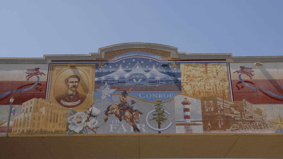 Vibrant mural wall in Conroe's art district, reflecting the city's culture and charm. Explore the beauty of Conroe while prioritizing your mental well-being with counseling services in Conroe, TX.