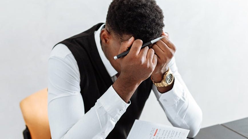 Illustration of a person feeling overwhelmed by catastrophic thinking.