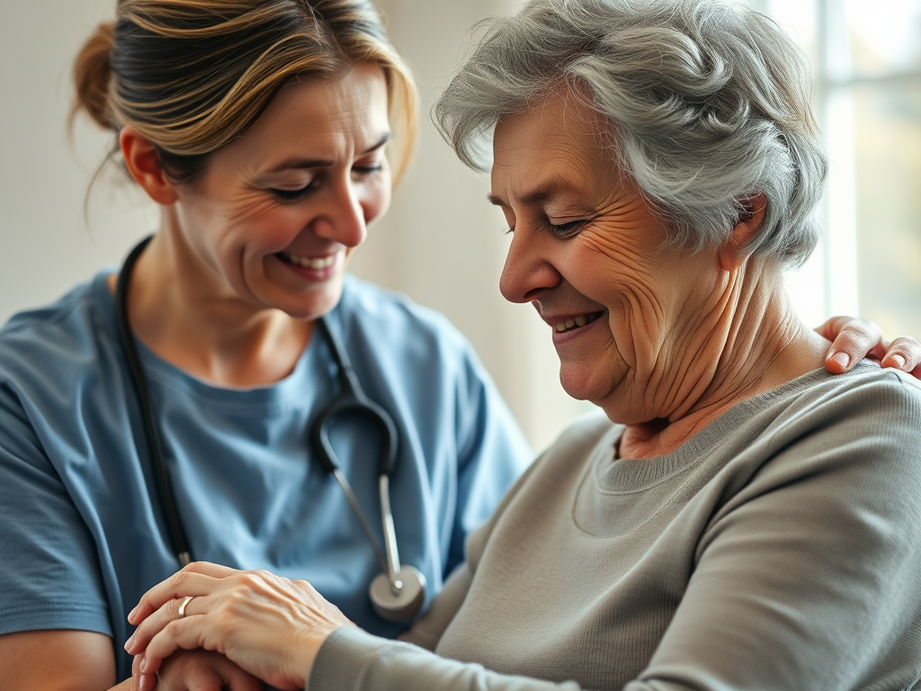 Image of a caregiver supporting a loved one: "Support and training for caregivers are essential in managing co-occurring mental health conditions in people with developmental disabilities."