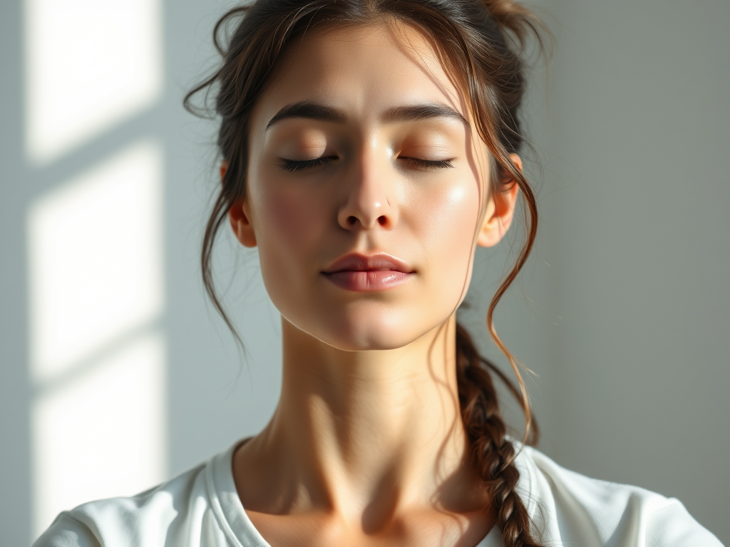 Image of a person practicing deep breathing for relaxation - "CBT techniques for anxiety and stress relief"