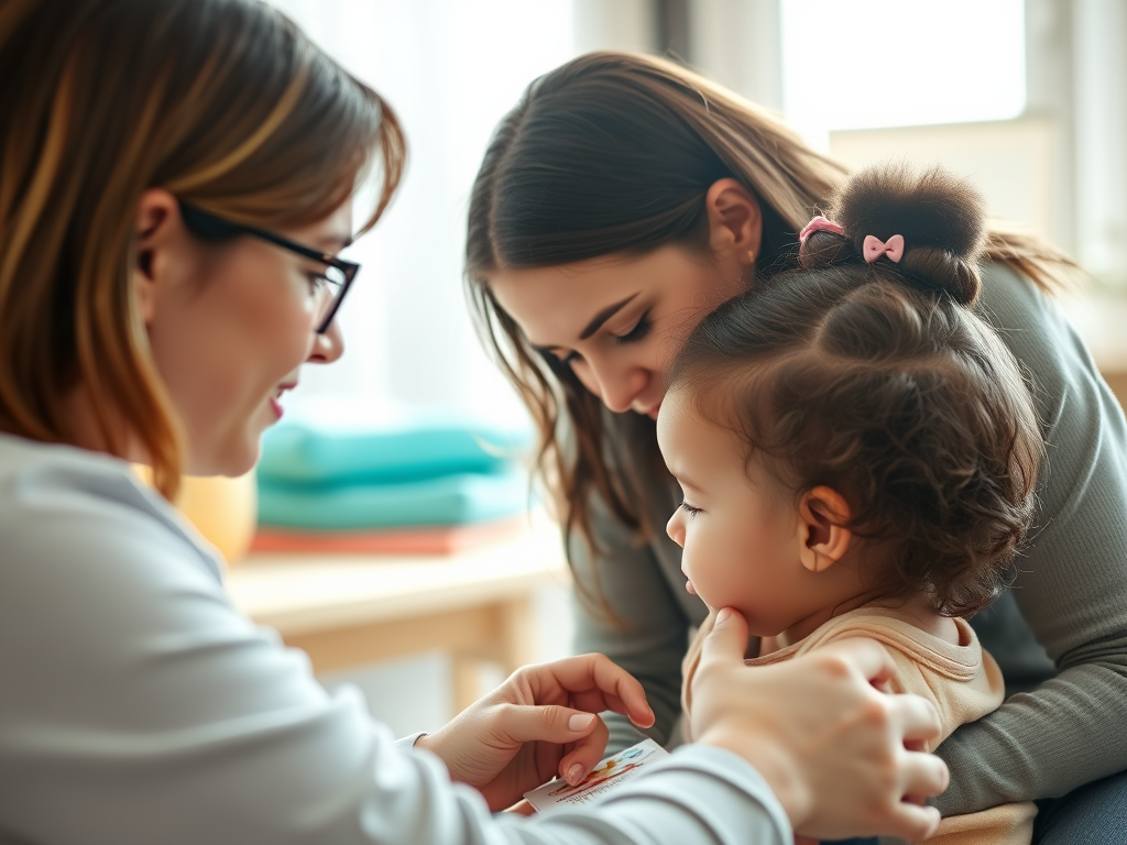 Image of a therapist working with a child with developmental delays: "A therapist provides personalized support to children with developmental delays to foster academic and social growth."